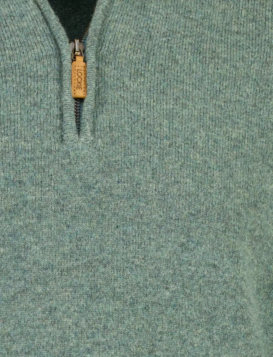 William Lockie trui half zip groen gemêleerd gebreid