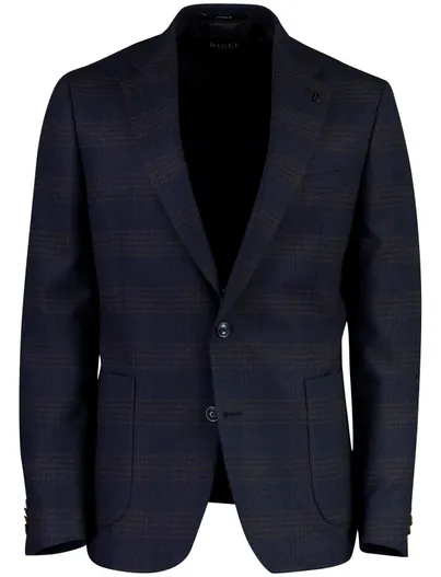 Digel Digel Modern Fit colbert donkerblauw geruit