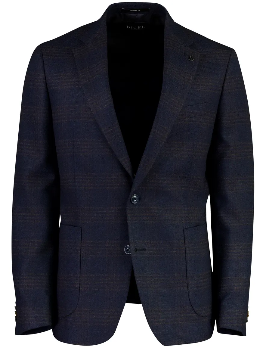 Digel Modern Fit colbert donkerblauw geruit