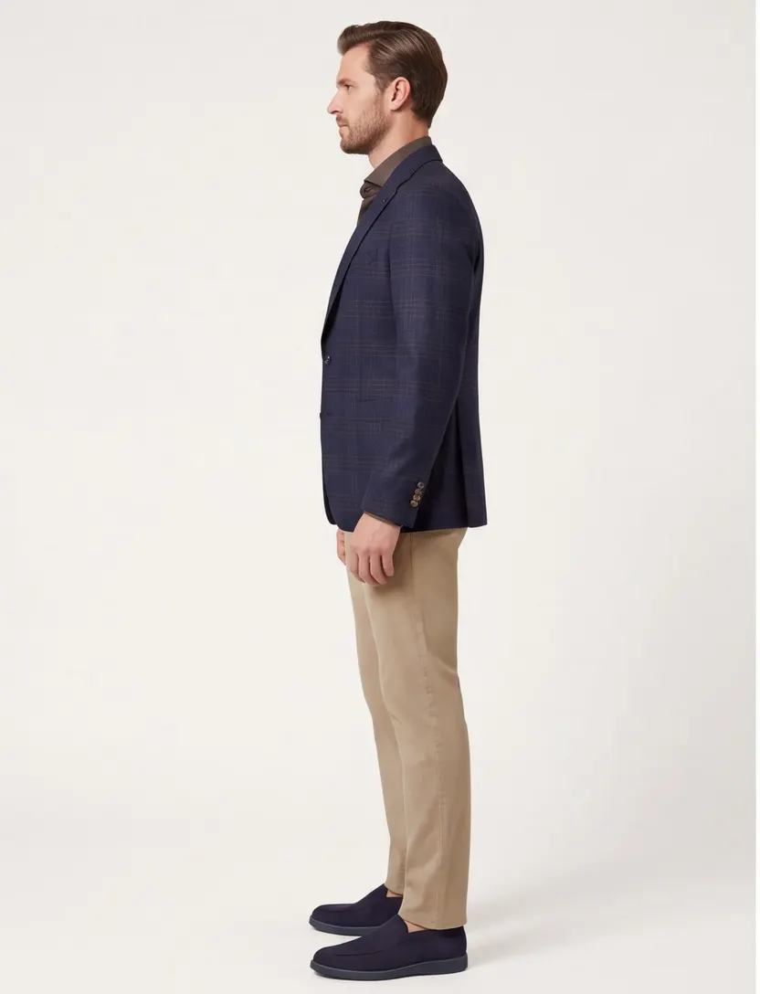 Colbert Digel Modern Fit donkerblauw geruit