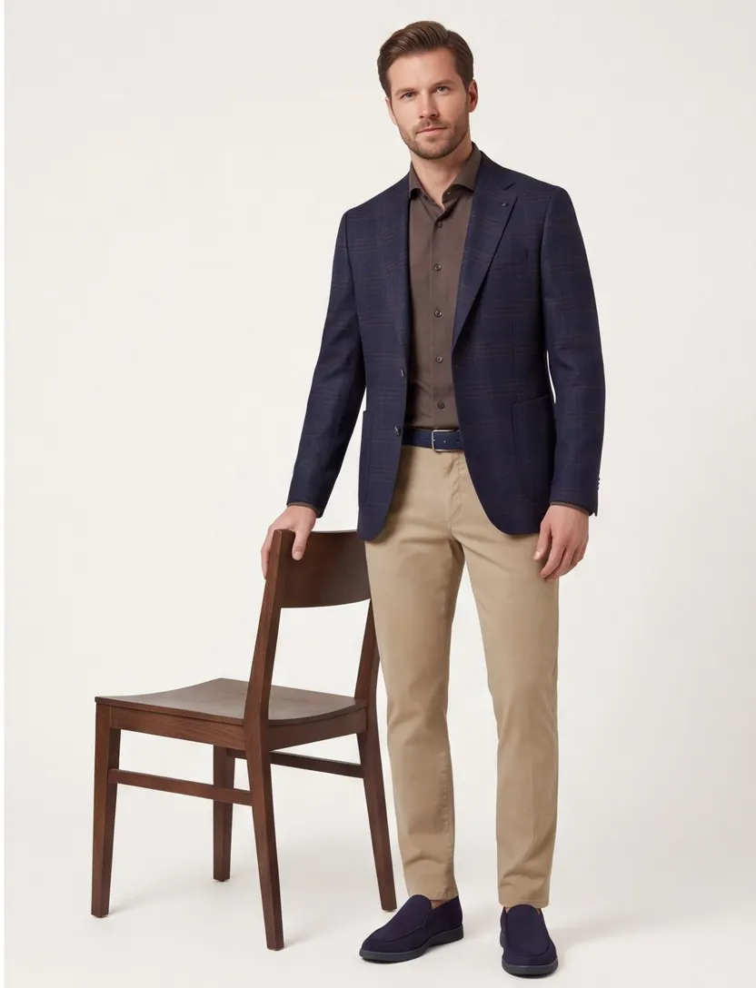 Colbert Digel Modern Fit donkerblauw geruit