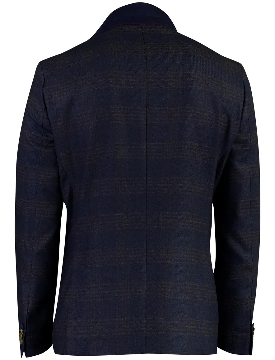Digel Modern Fit colbert donkerblauw geruit