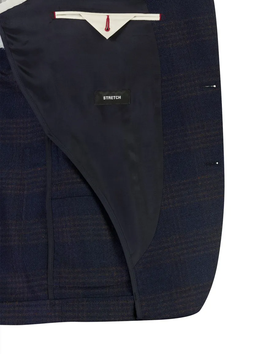 Digel Modern Fit colbert donkerblauw geruit