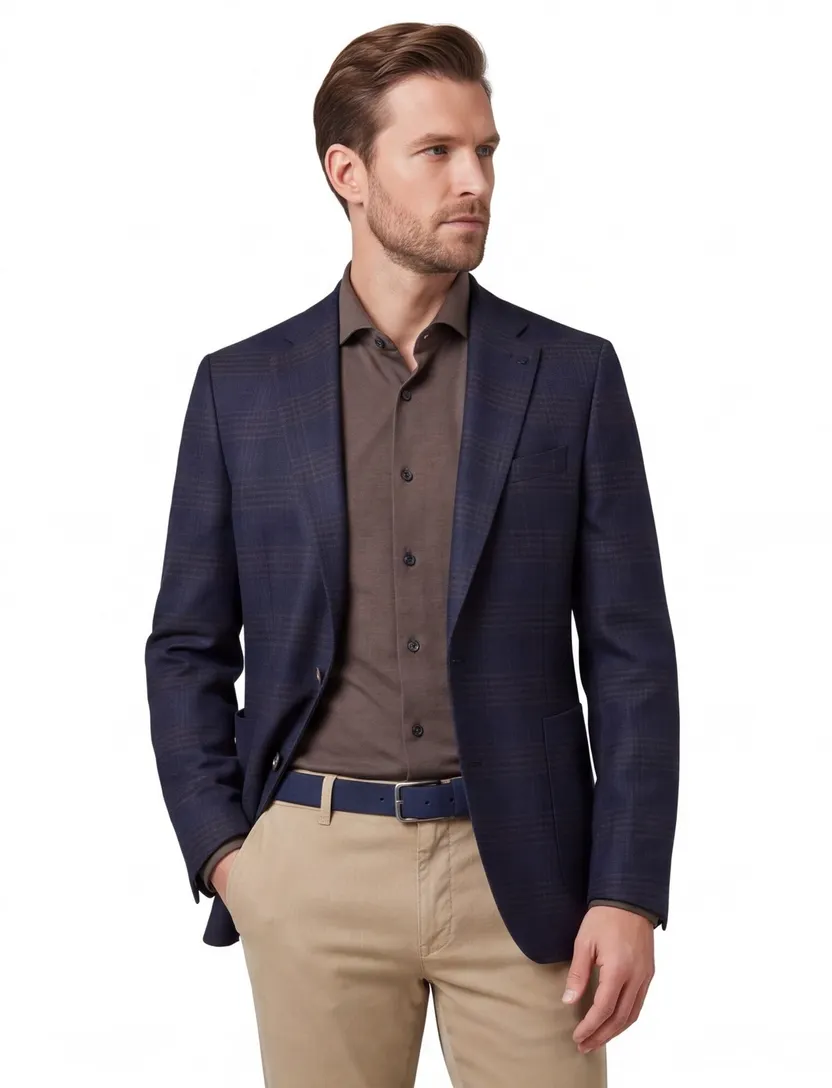Colbert Digel Modern Fit donkerblauw geruit