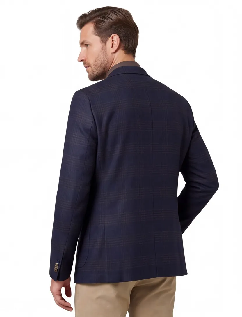 Colbert Digel Modern Fit donkerblauw geruit