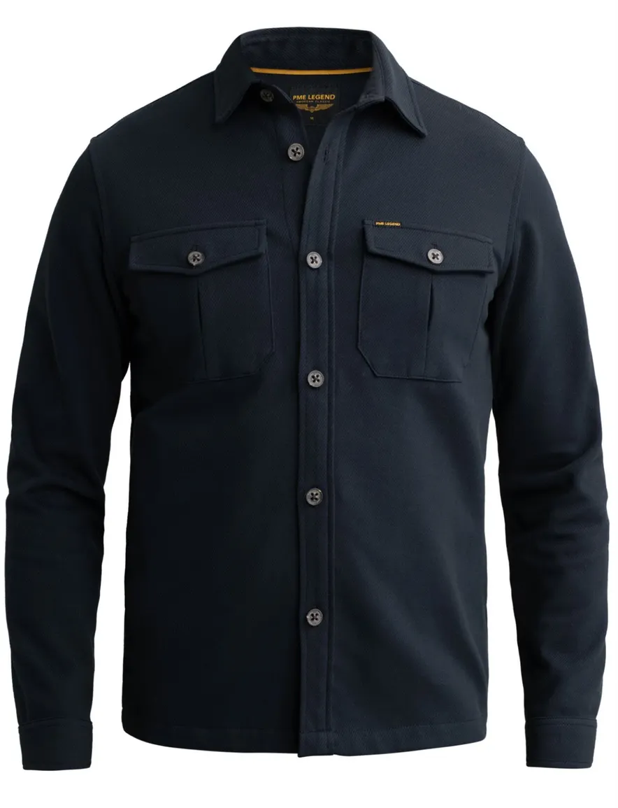 PME Legend overshirt donkerblauw met borstzak