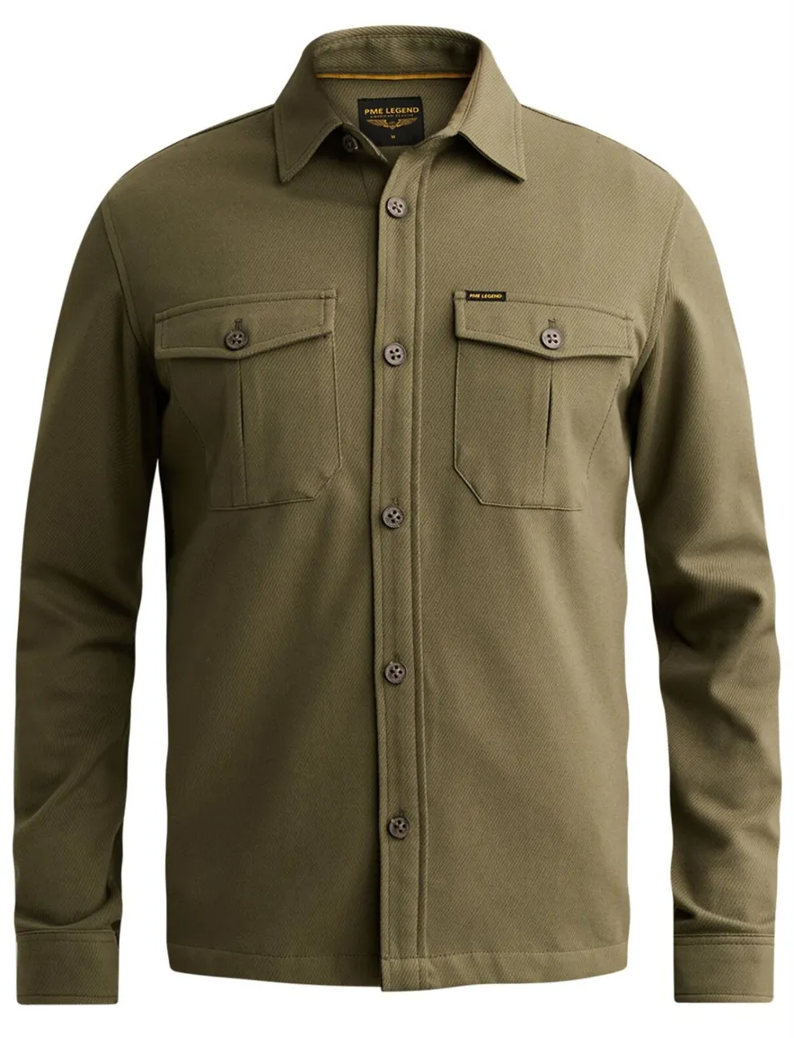 PME Legend overshirt olijfgroen met borstzak