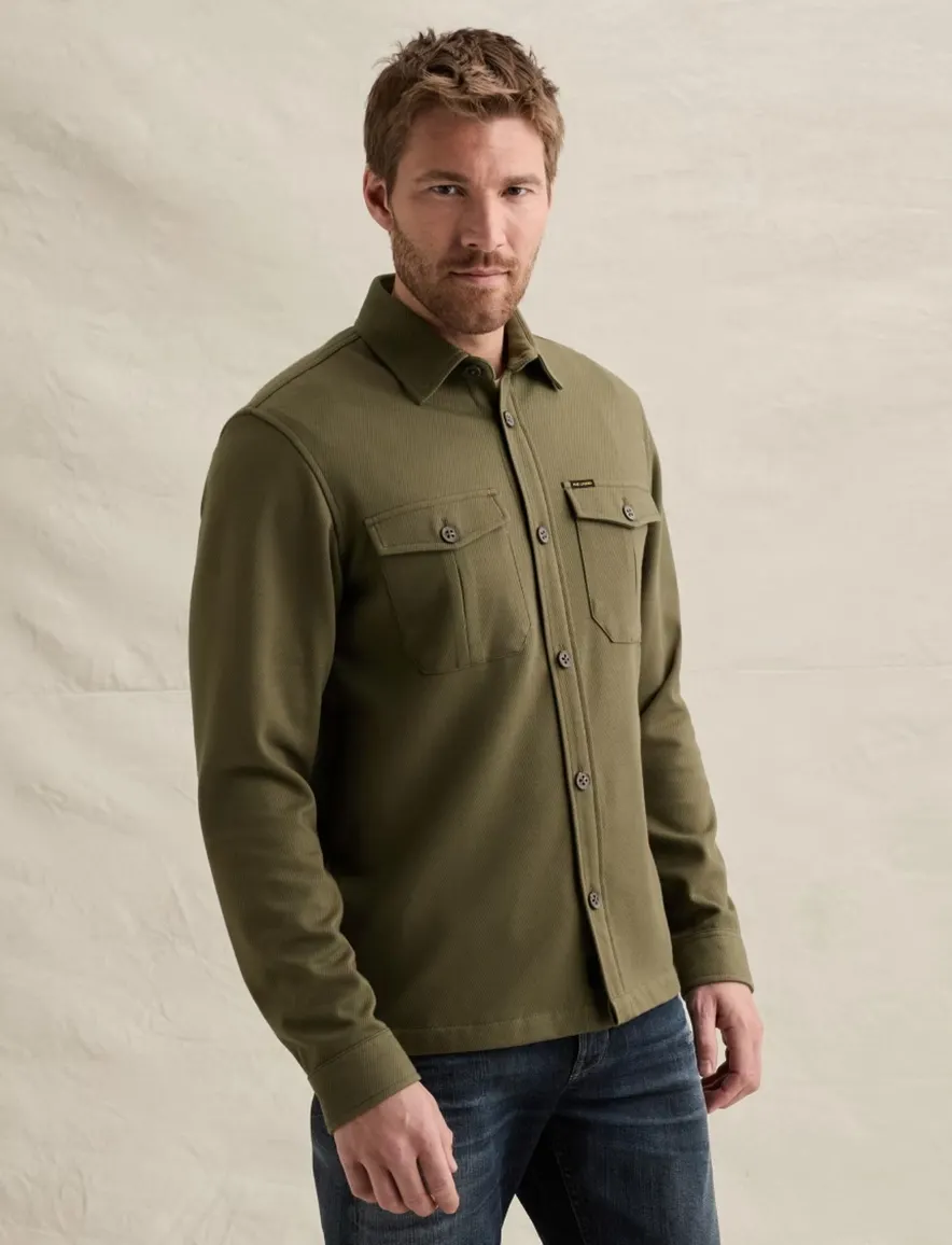 PME Legend overshirt olijfgroen met borstzak