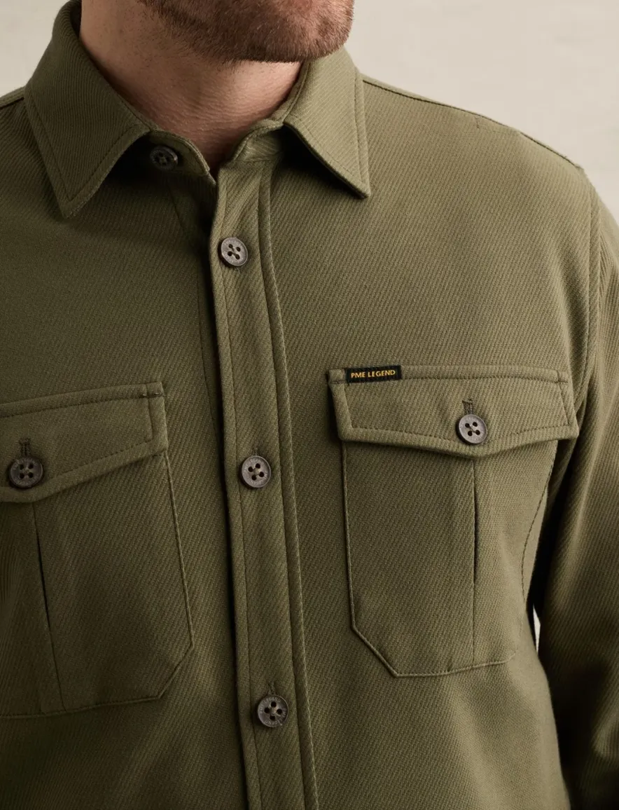 PME Legend overshirt olijfgroen met borstzak