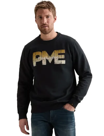 PME Legend PME Legend ronde hals trui donkerblauw met opdruk
