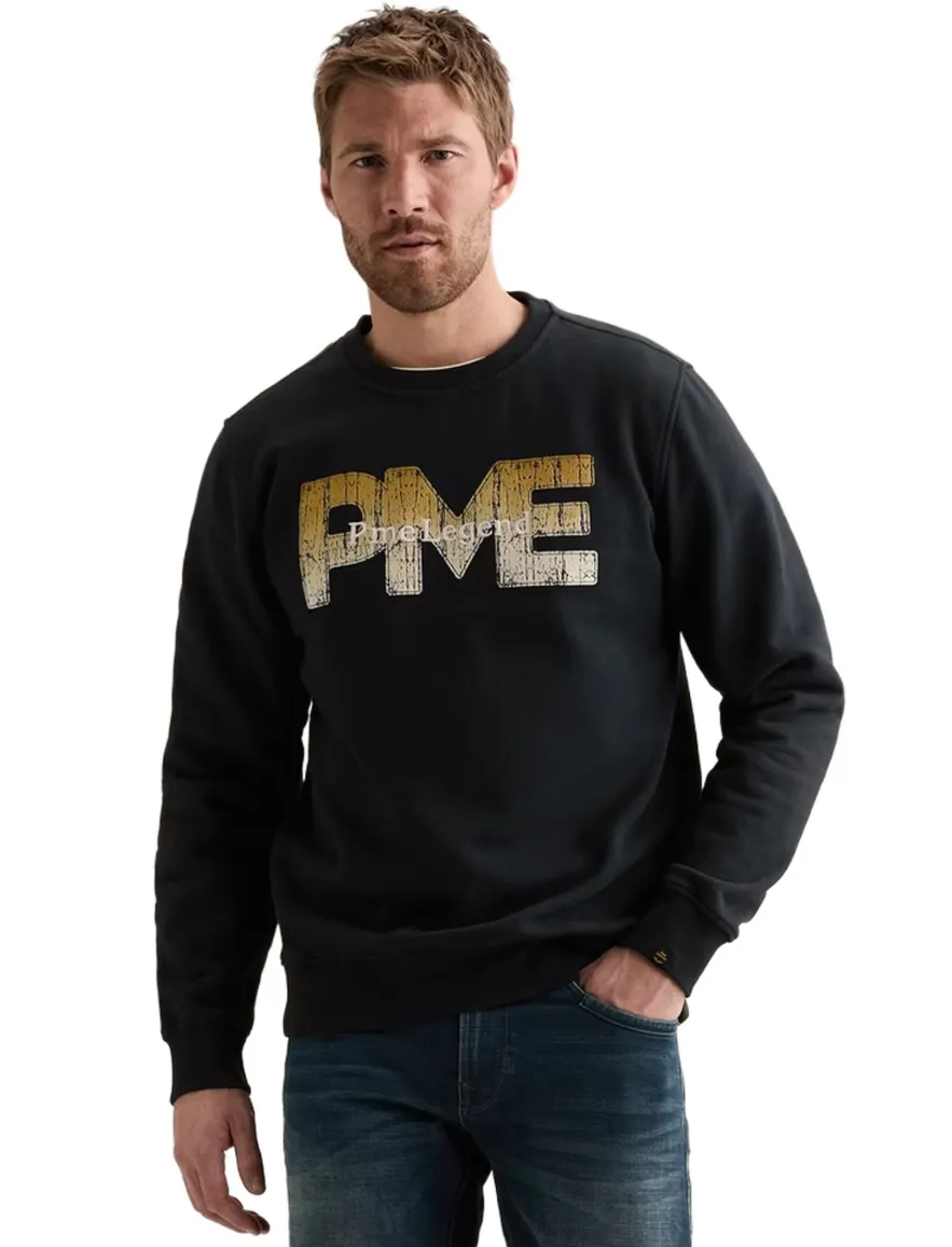 PME Legend ronde hals trui donkerblauw met opdruk