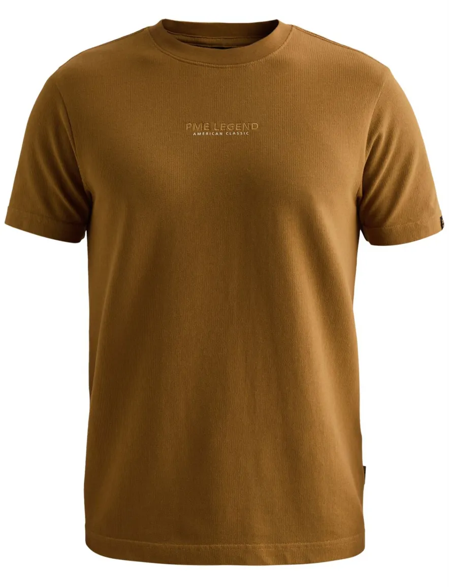 PME Legend T-shirt ronde hals bruin wafelstructuur