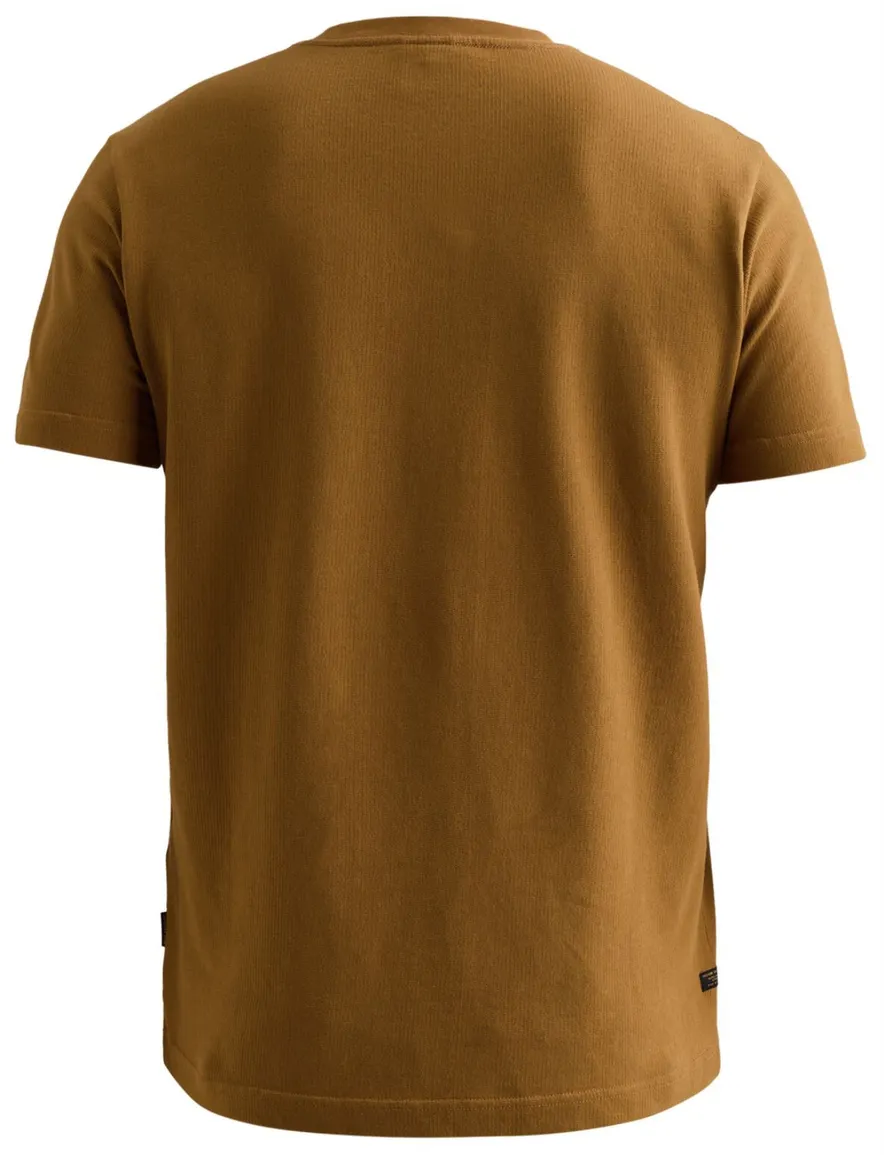 PME Legend T-shirt ronde hals bruin wafelstructuur
