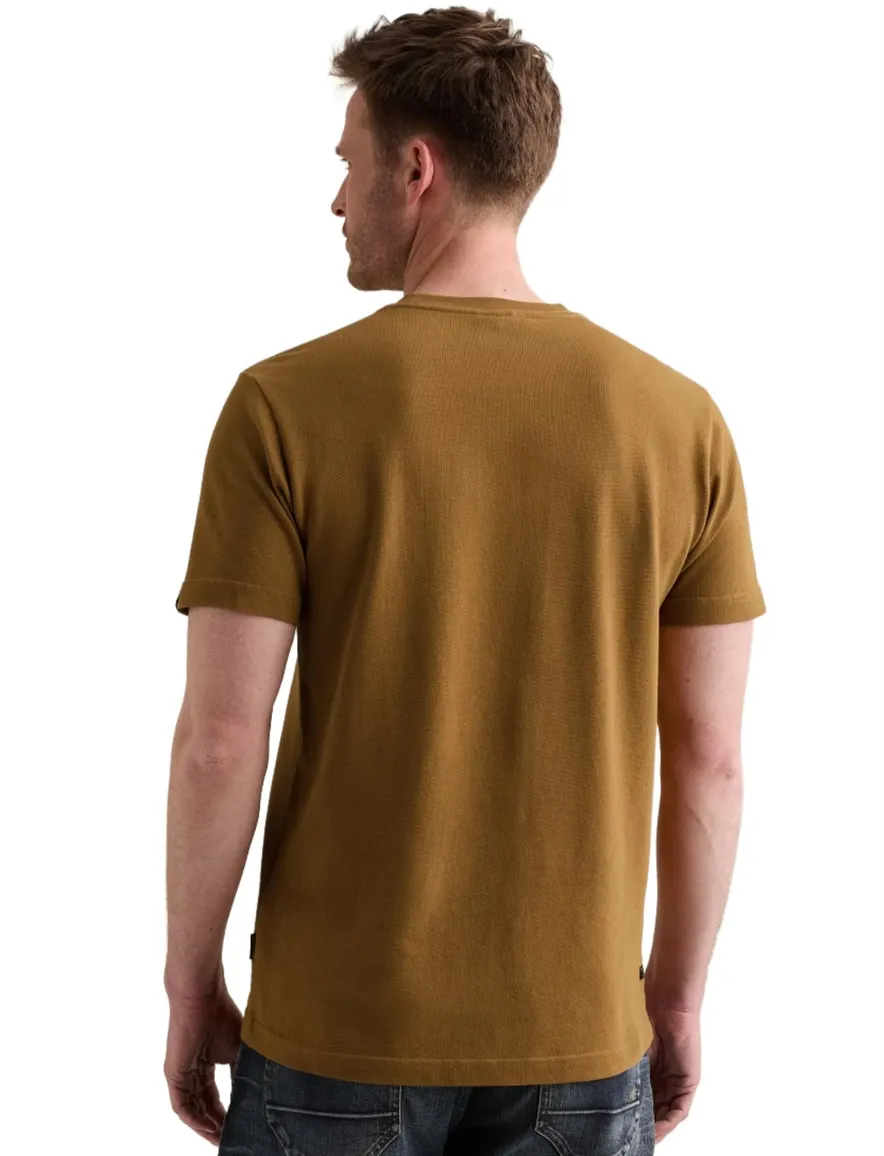 PME Legend T-shirt ronde hals bruin wafelstructuur