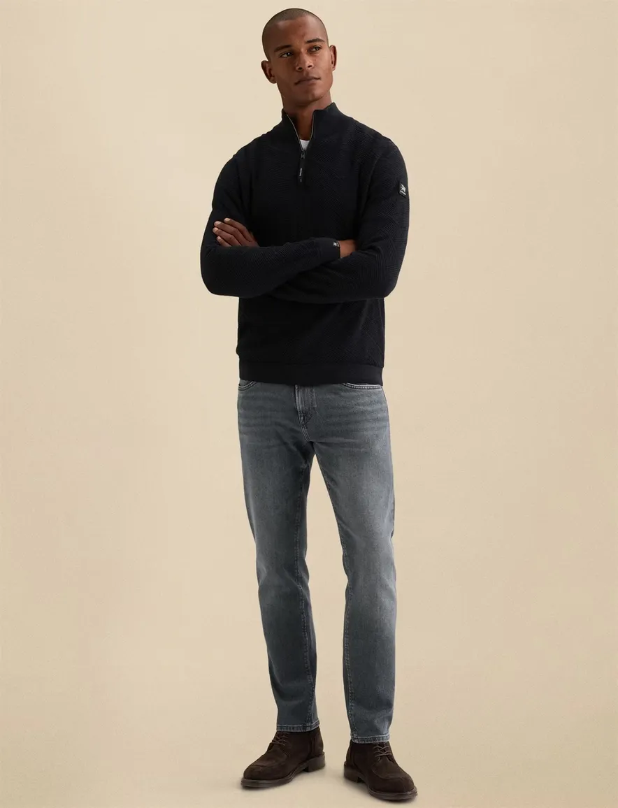 Vanguard half zip trui donkerblauw met structuur