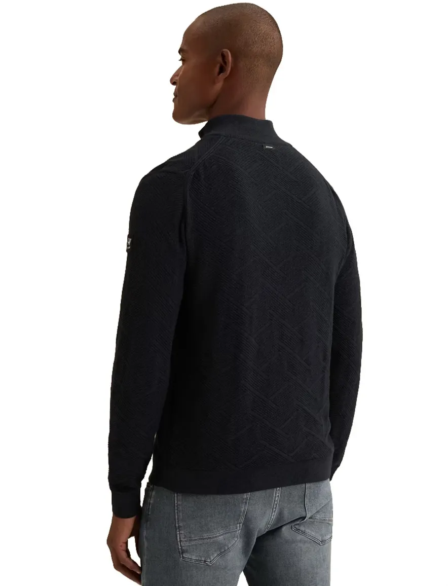 Vanguard half zip trui donkerblauw met structuur