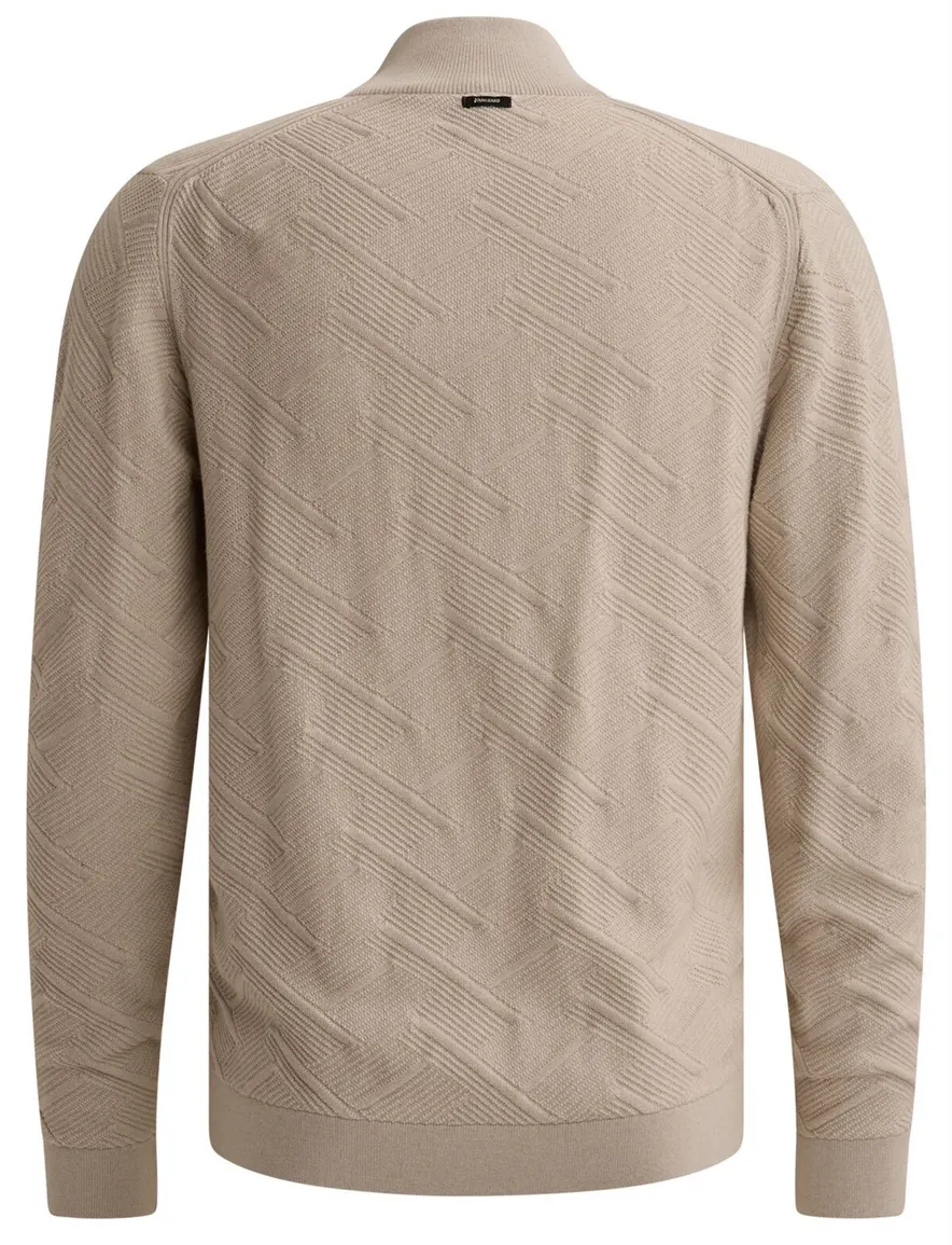 Vanguard half zip trui beige met structuur