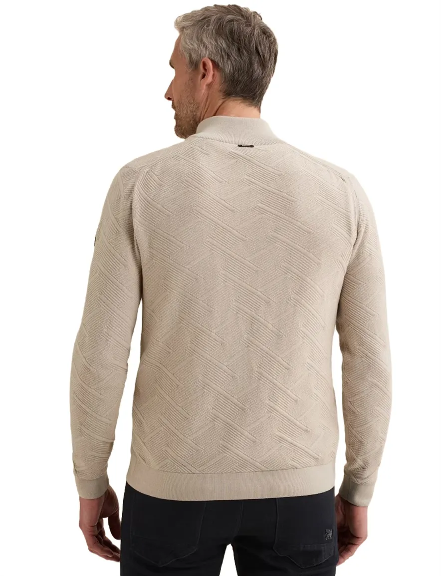 Vanguard half zip trui beige met structuur