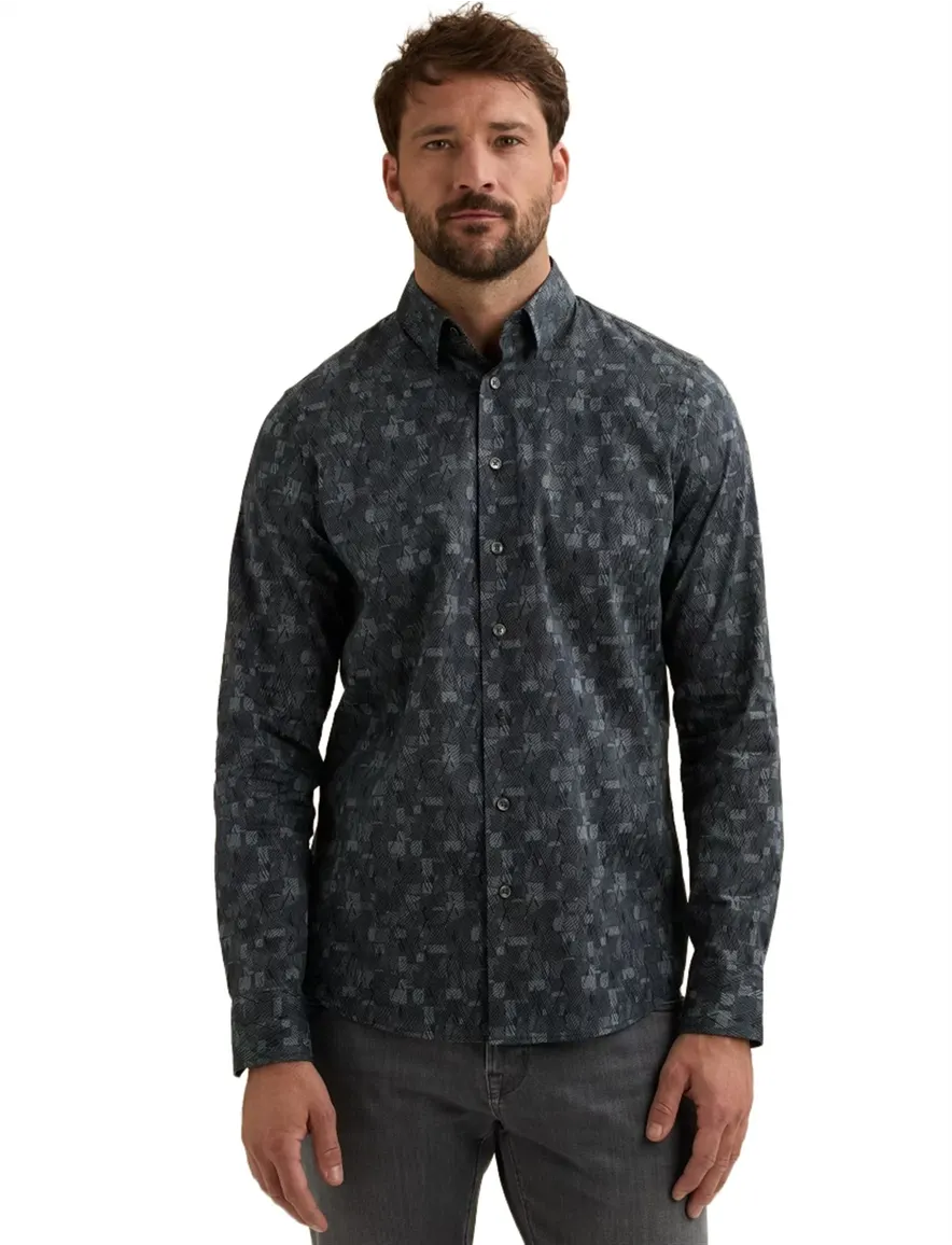 Vanguard overhemden donkerblauw Print Mixed Cubes