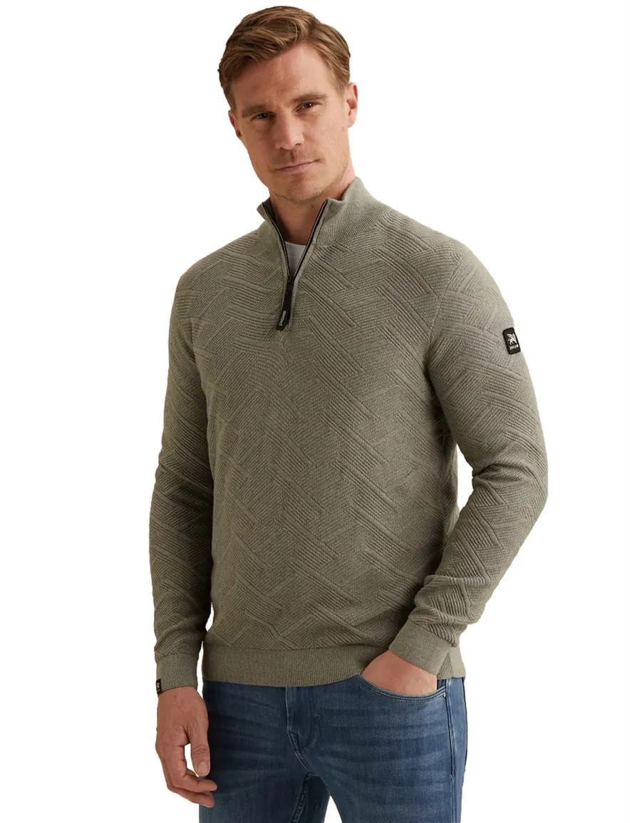 Vanguard half zip trui groen met structuur