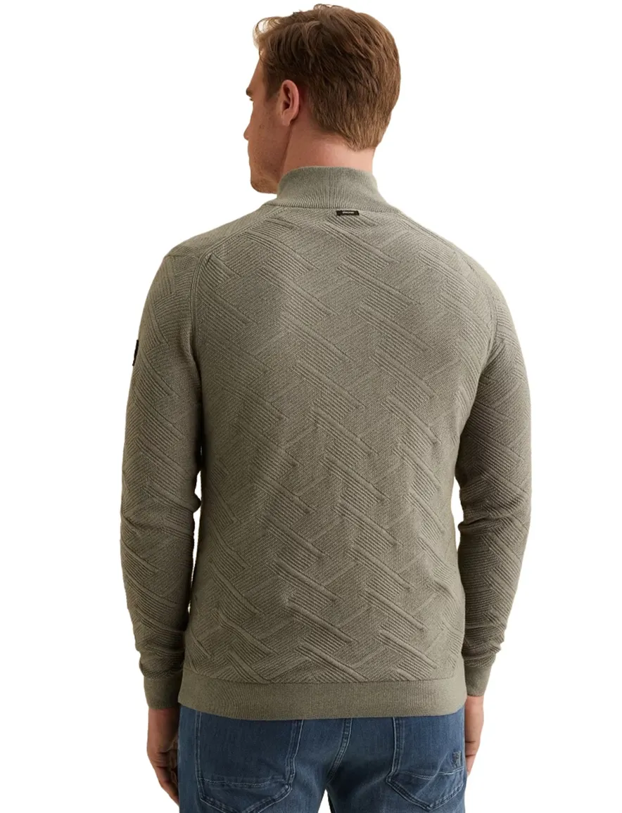 Vanguard half zip trui groen met structuur