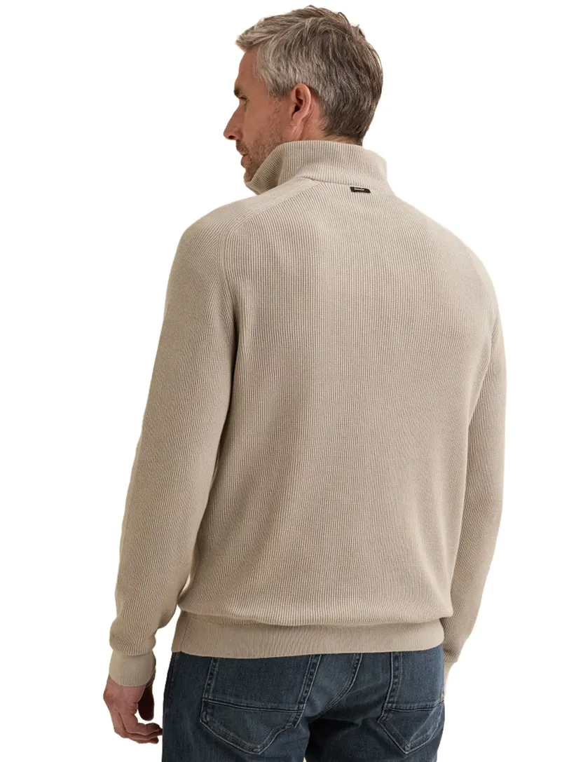 Trui Vanguard half zip beige rib texture