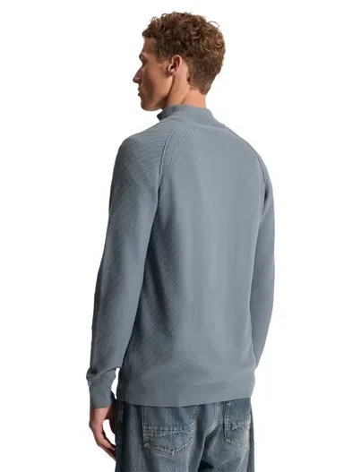 Cast Iron Cast Iron half zip trui blauw slim fit
