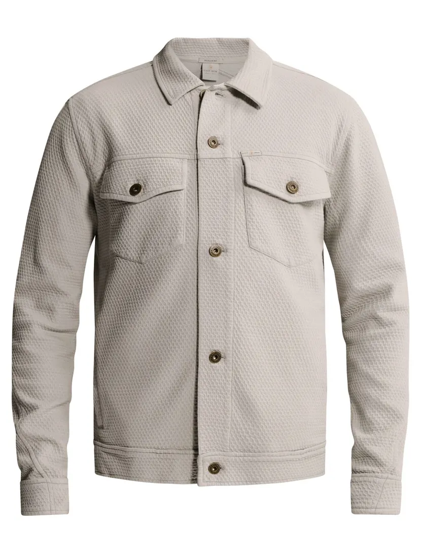 Overshirt Cast Iron grijs normale fit borstzak