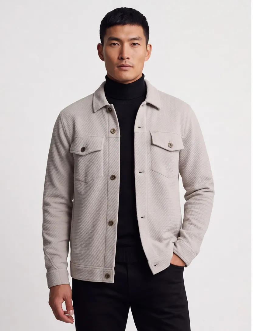 Overshirt Cast Iron grijs normale fit borstzak