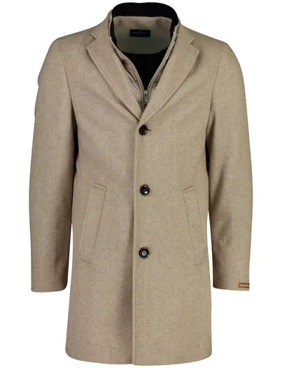 Portofino Portofino overjas beige gemeleerd wol met uitneembare voering