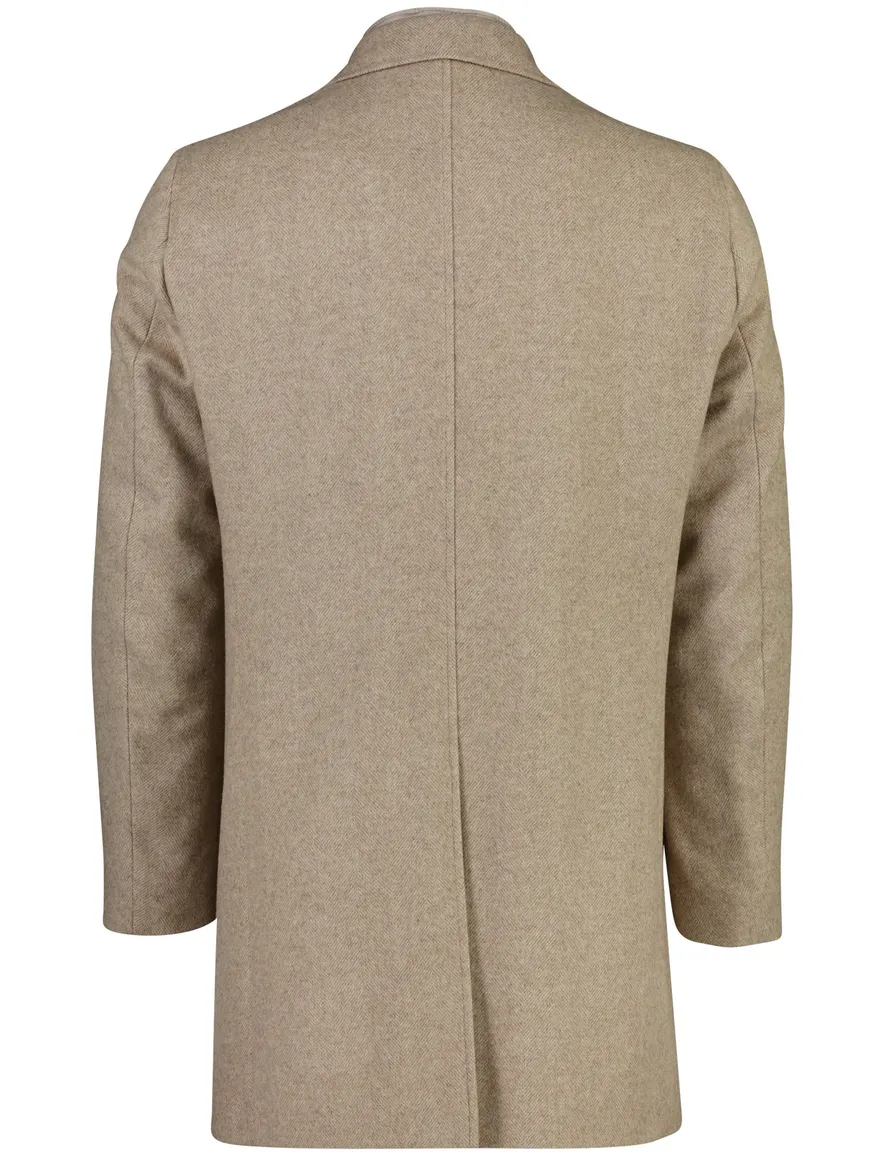 Portofino overjas beige gemeleerd wol met uitneembare voering