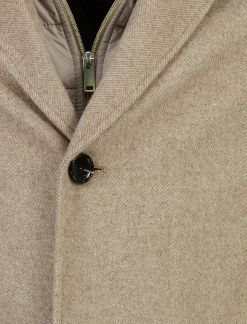 Overjas Portofino beige wol met uitneembare voering