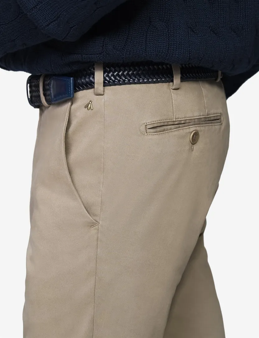 Meyer Bonn broek beige flatfront model
