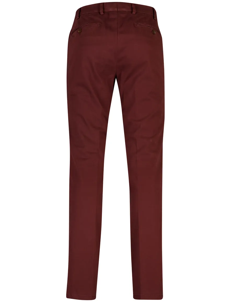 Meyer Bonn broek bordeaux effen flatfront