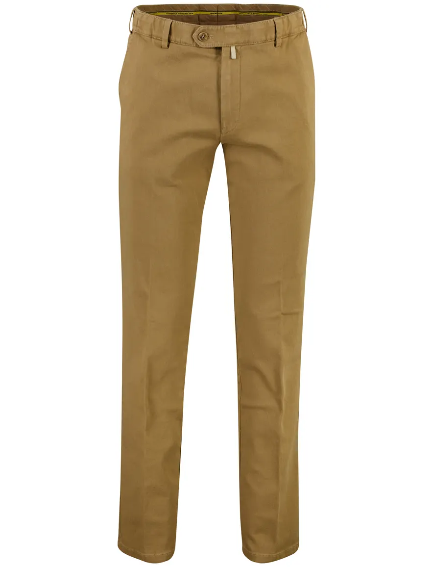 Meyer Oslo broek camel effen flatfront model