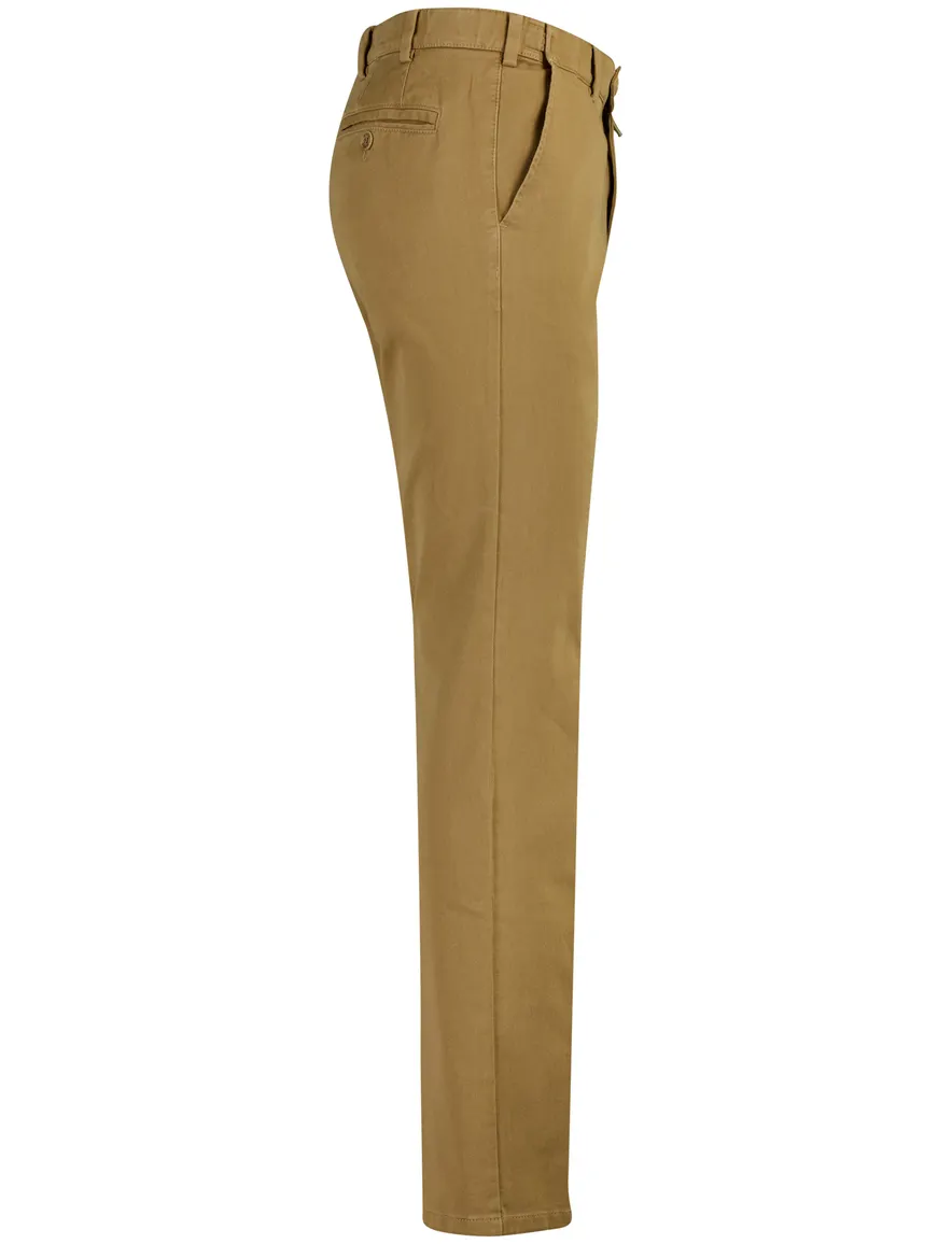 Meyer Oslo broek camel effen flatfront model