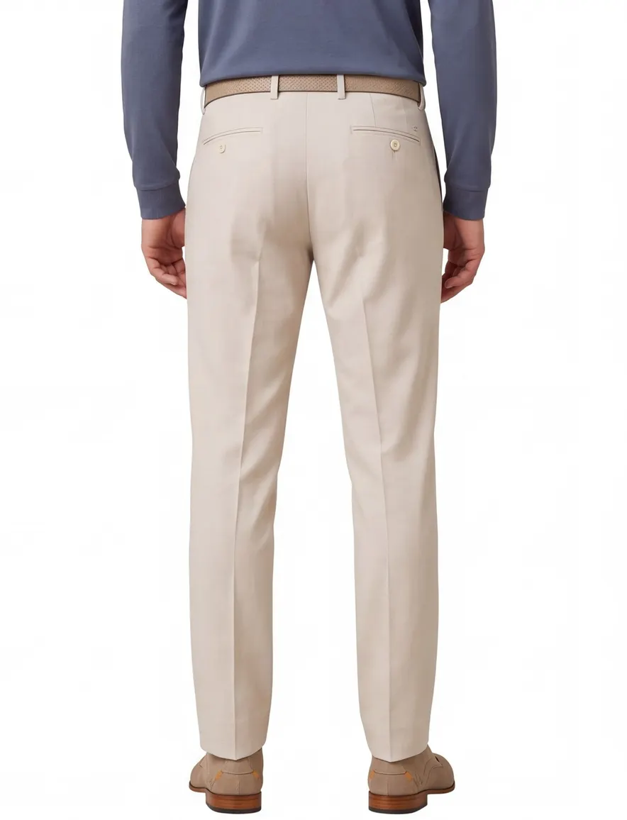 Meyer flatfront broek camel stretch