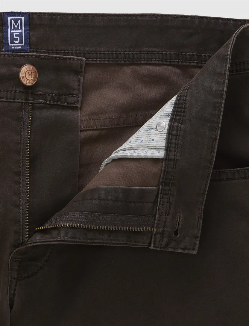 Broek Meyer 5-pocket model bruin normale fit