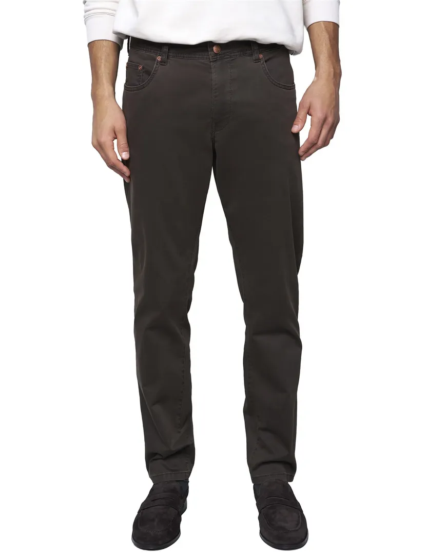 Broek Meyer 5-pocket model bruin normale fit