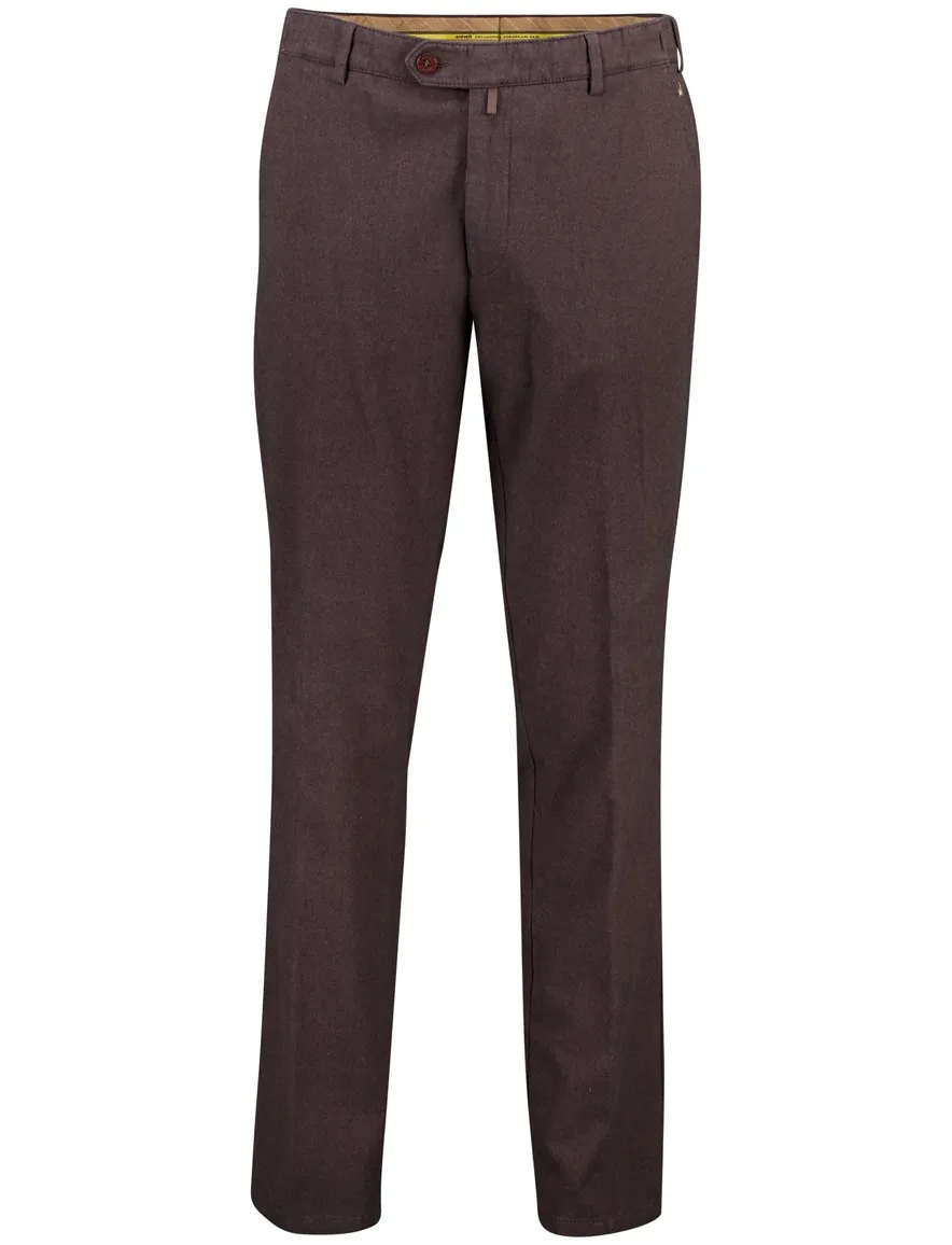 Meyer broek bruin effen flatfront model