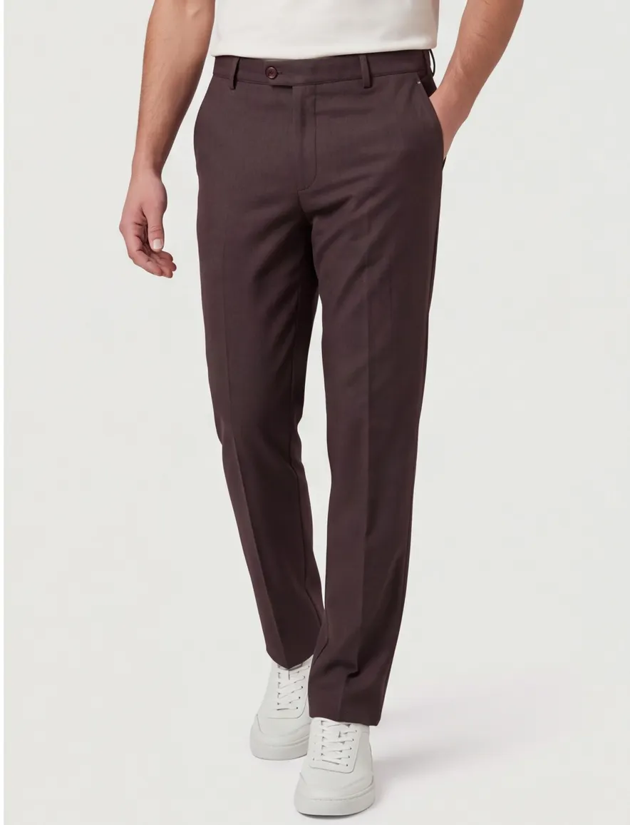 Meyer broek bruin effen flatfront model