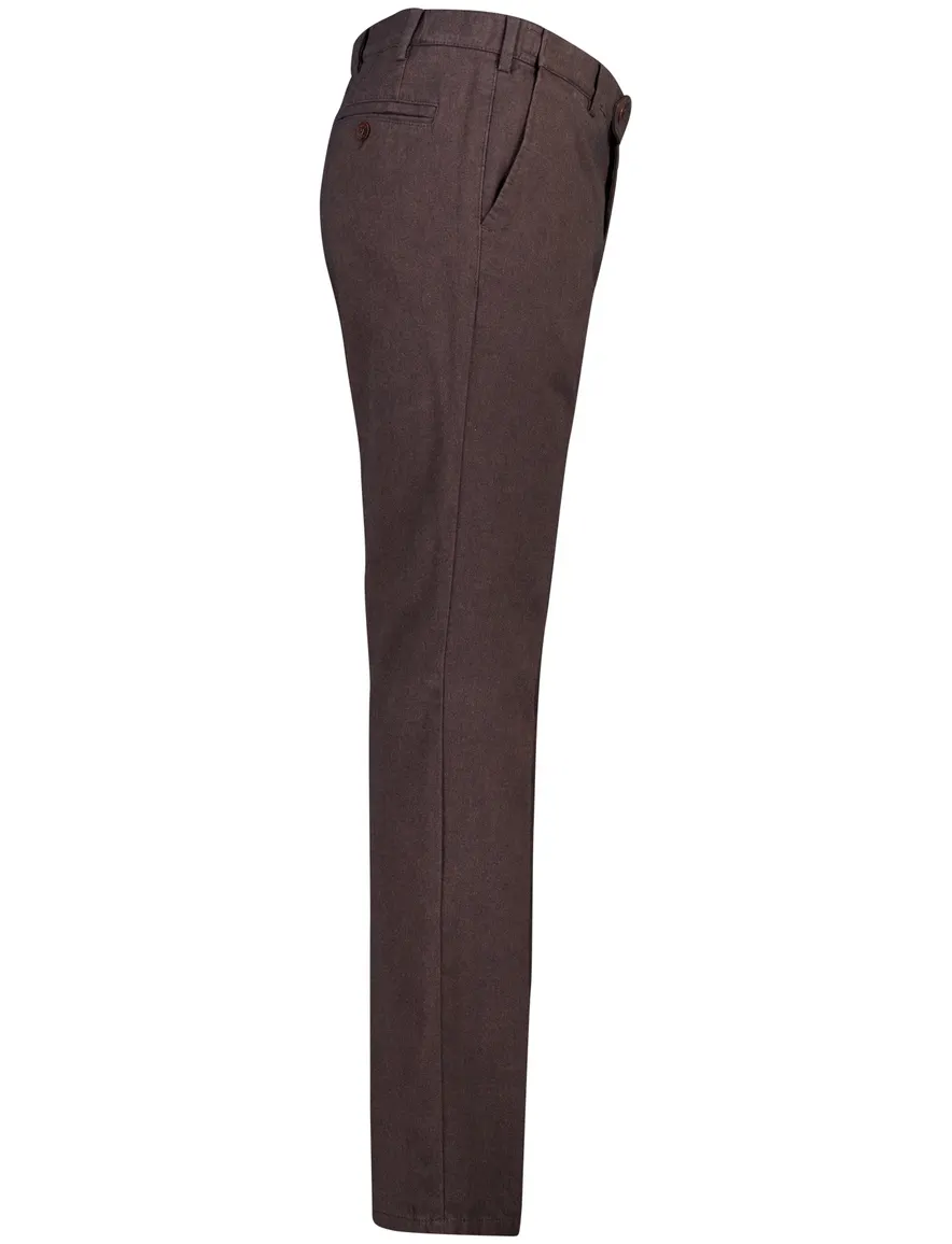 Meyer broek bruin effen flatfront model