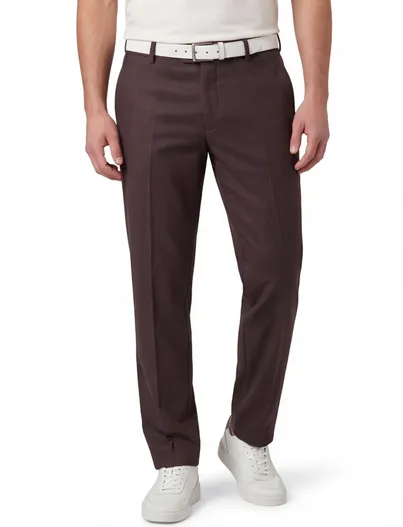 Meyer Meyer broek bruin effen flatfront model