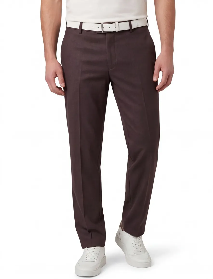 Meyer broek bruin effen flatfront model