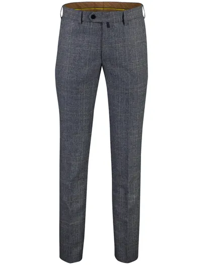 Meyer Meyer Bonn broek donkerblauw geruit stretch