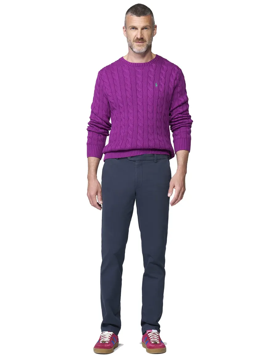 Meyer Oslo donkerblauwe flatfront broeken