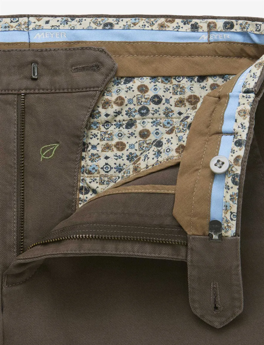 Meyer Oslo broek bruin flatfront model