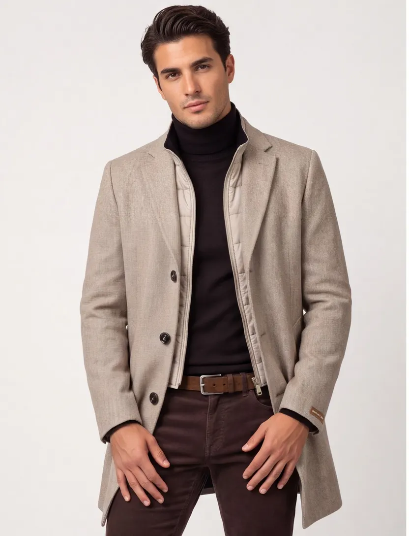 Overjas Portofino beige gemeleerd