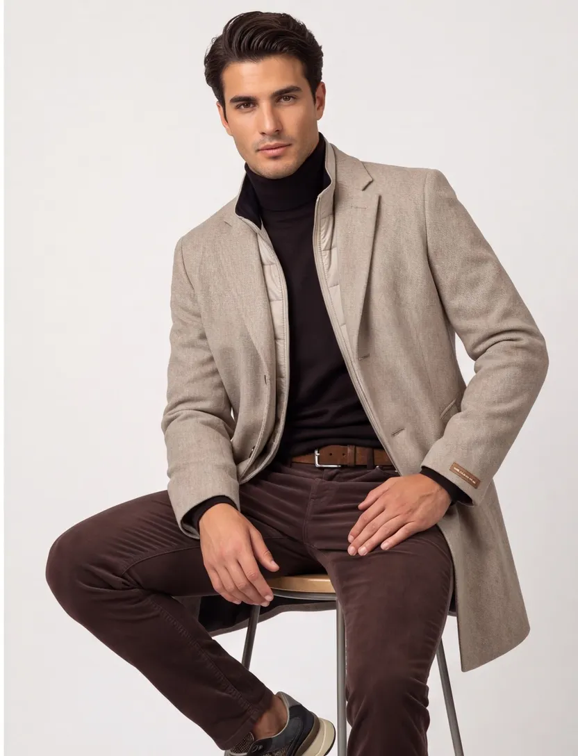 Overjas Portofino beige gemeleerd