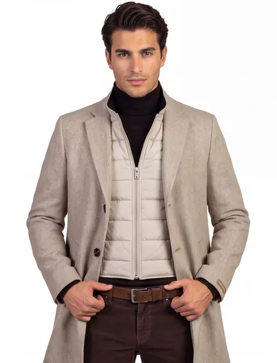 Portofino Portofino overjas beige gemeleerd